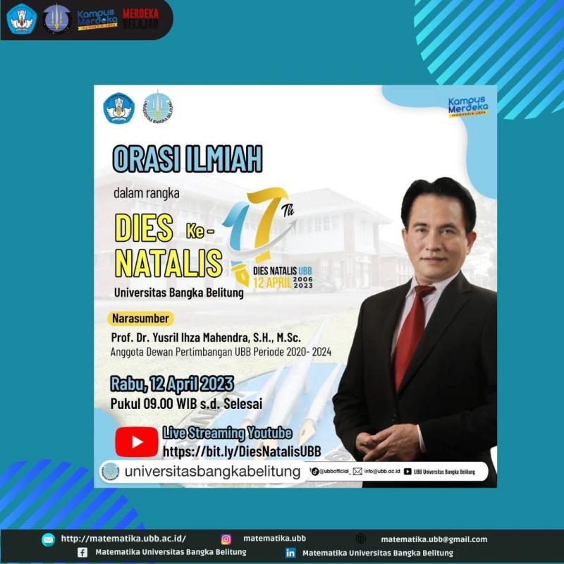 Kegiatan Orasi Ilmiah dalam rangkaian acara Dies Natalis Universitas Bangka Belitung (UBB) ke-17
