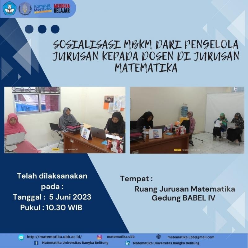 Kegiatan Sosialisasi MBKM dari Pengelola Jurusan kepada Dosen di Jurusan Matematika