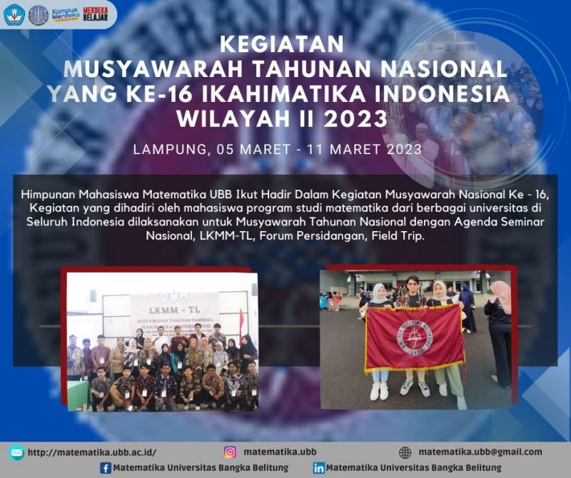 Kegiatan Musyawarah Tahunan Nasional Yang Ke-16 Ikahimatika Indonesia Wilayah II 2023