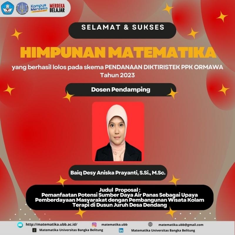 HIMPUNAN MATEMATIKA  BERHASIL LOLOS PADA SKEMA PENDANAAN DIKTIRISTEK PPK ORMAWA TAHUN 2023