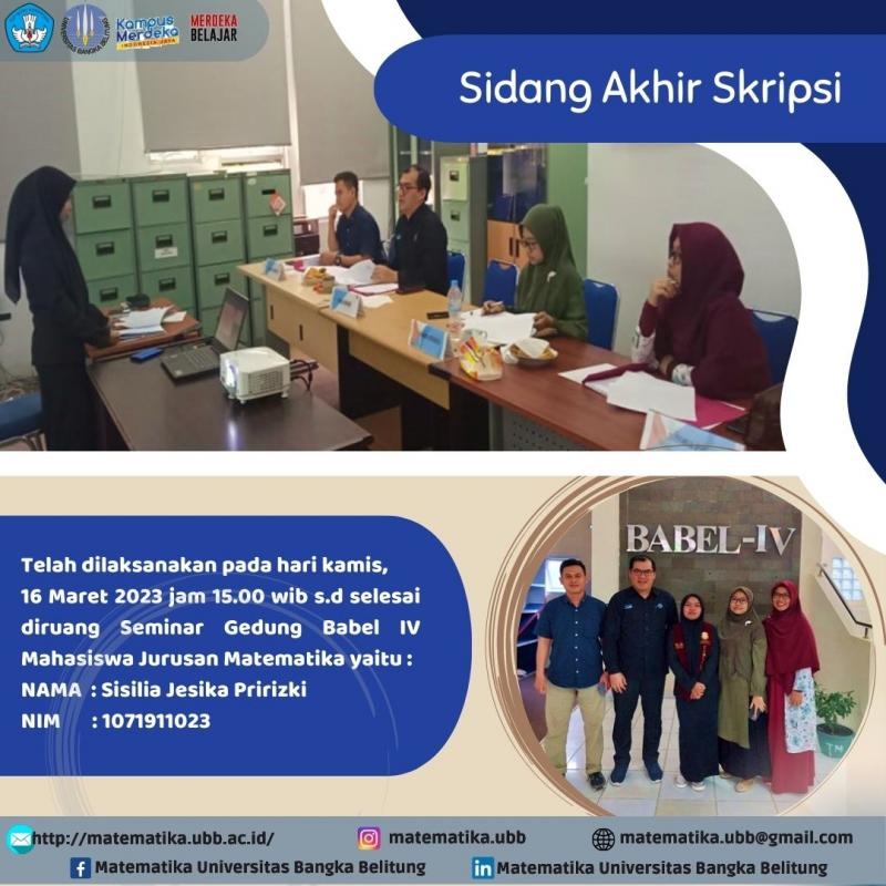 Sidang Akhir Skripsi Mahasiswa Jurusan Matematika Pertama