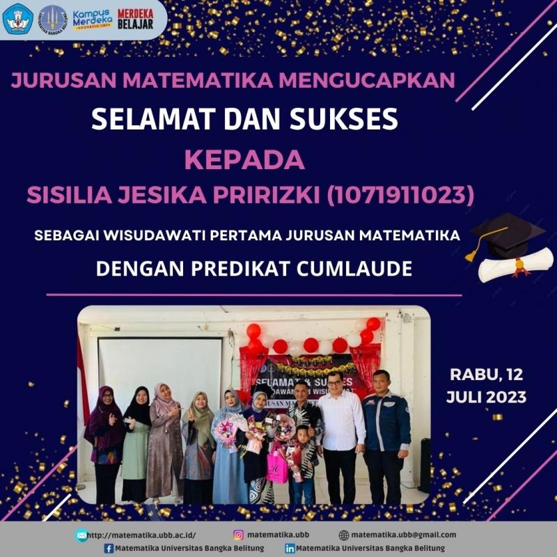 Wisudawati Pertama Jurusan Matematika Dengan Predikat Cumlaude Tahun 2023