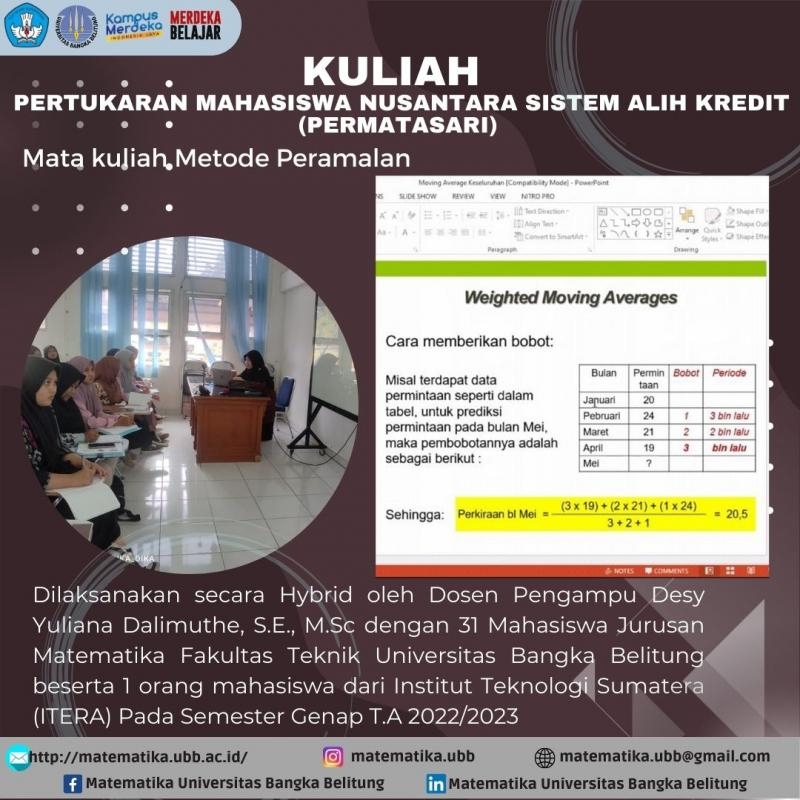 Kuliah Pertukaran Mahasiswa Nusantara Sistem Alih Kredit (PERMATASARI)  Semester Genap T.A 2022/2023