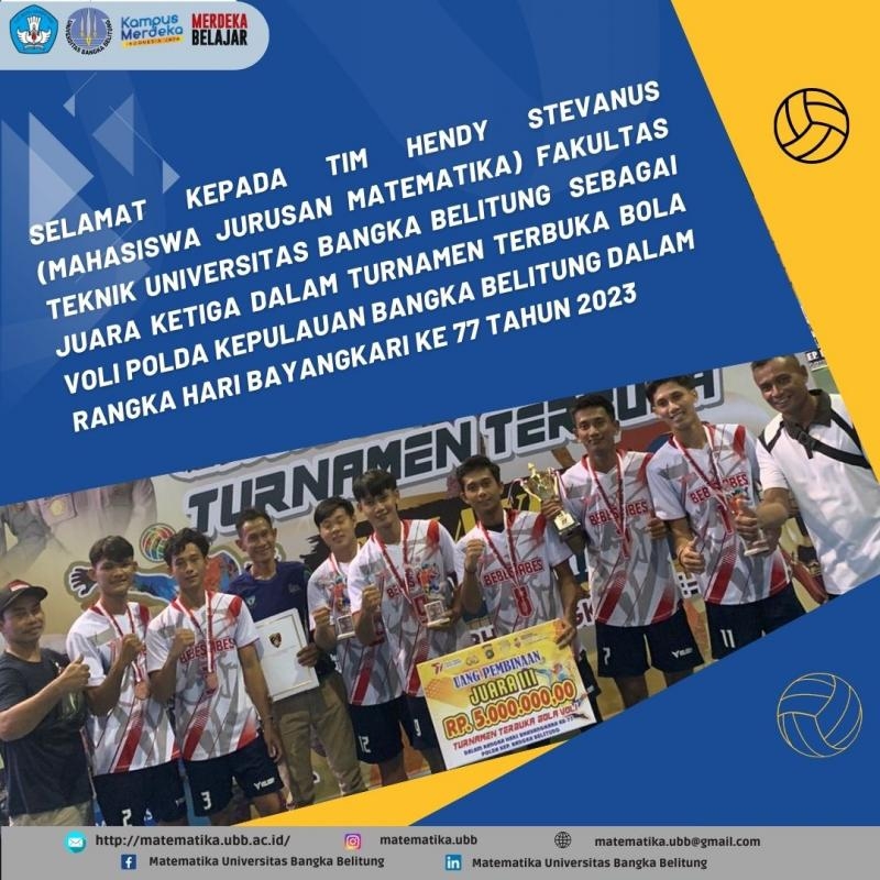 Penyerahan penghargaan dan hadiah juara 3 Turnamen Terbuka Bola Voli POLDA BABEL