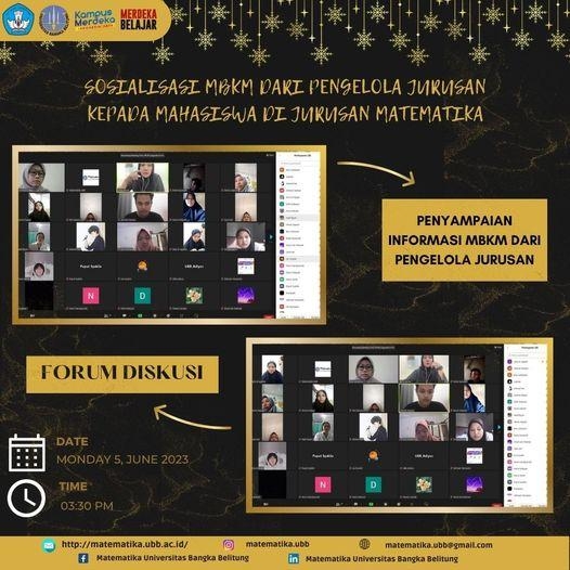 Kegiatan Sosialisasi MBKM dari Pengelola Jurusan kepada Mahasiswa di Jurusan Matematika