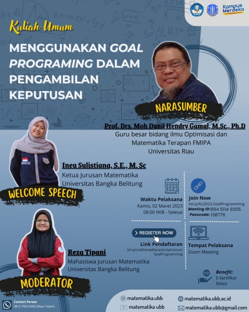 Kuliah Umum II Jurusan Matematika Tahun 2023