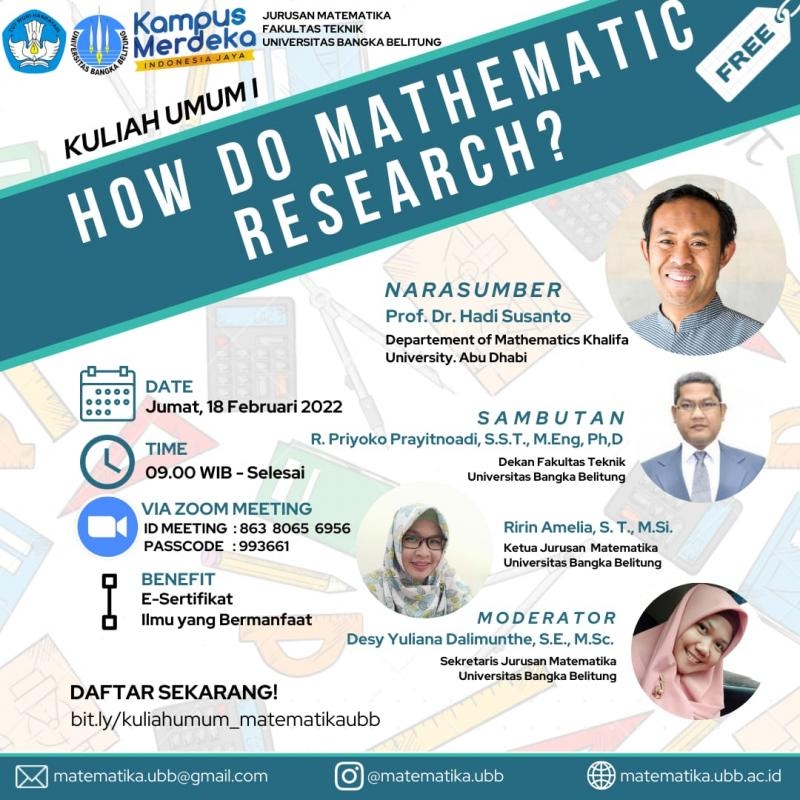Kuliah Umum I "How Do Mathematic Research"