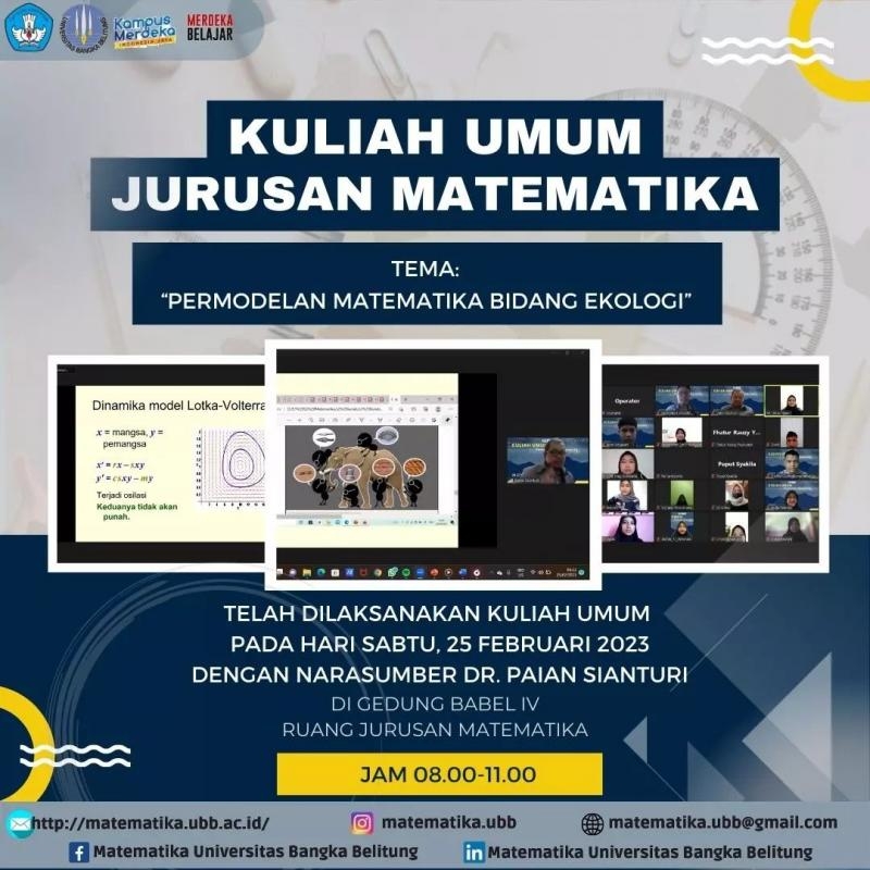 Kuliah Umum I Jurusan Matematika Tahun 2023